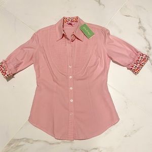 Lilly Pulitzer Hopper Oxford Pleated Shirt